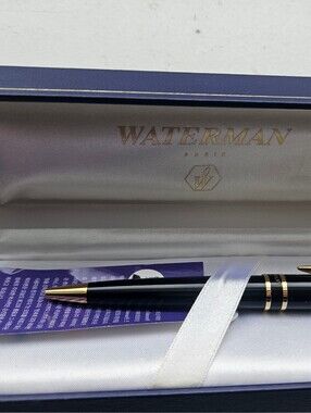 ✏️ Waterman Paris Expert Ballpoint Pen | UNUSED | Black Lacquer 23K Gold | Origi